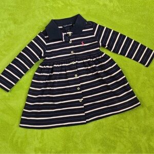Ralph Lauren Navy and Cream Striped Dress 18months